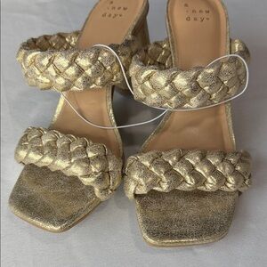 A New Day Metallic Gold Braided Heels